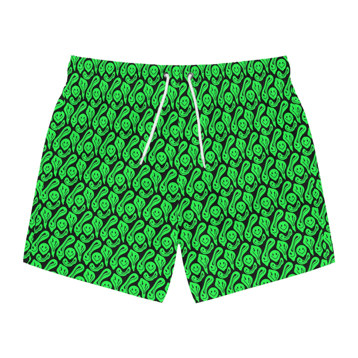 Liquid Black Green Smileys Swim Trunks