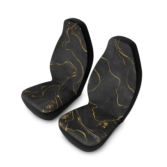 Black and Gold River Polyester Car Seat Covers