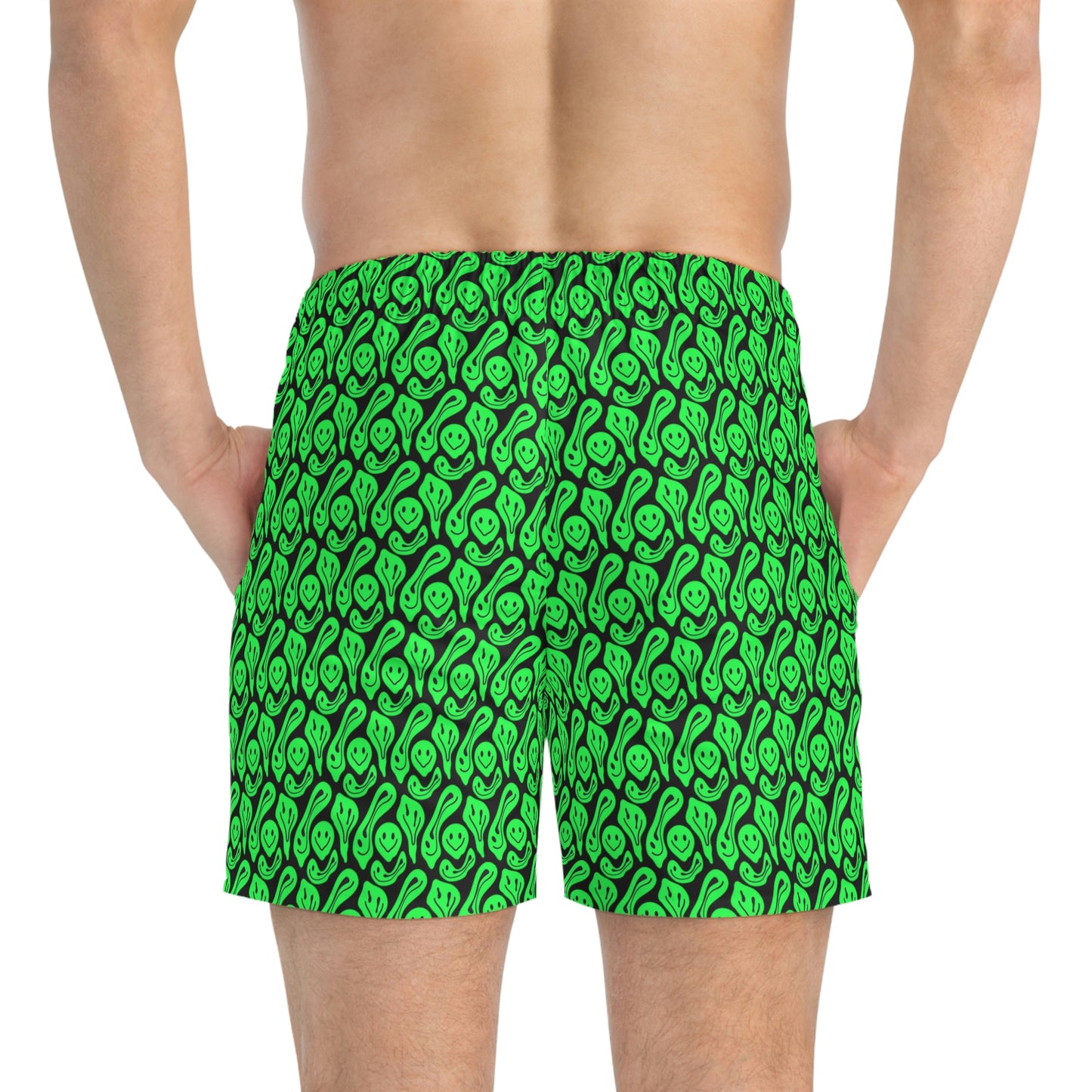 Liquid Black Green Smileys Swim Trunks