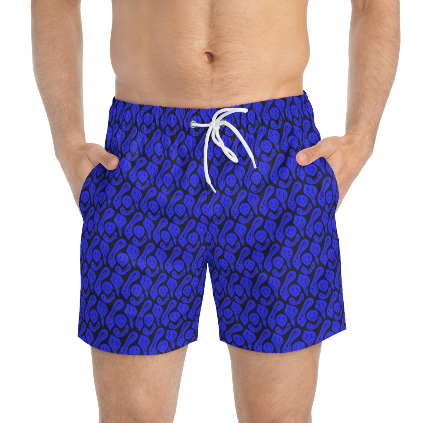 Liquid Black Blue Smileys Swim Trunks