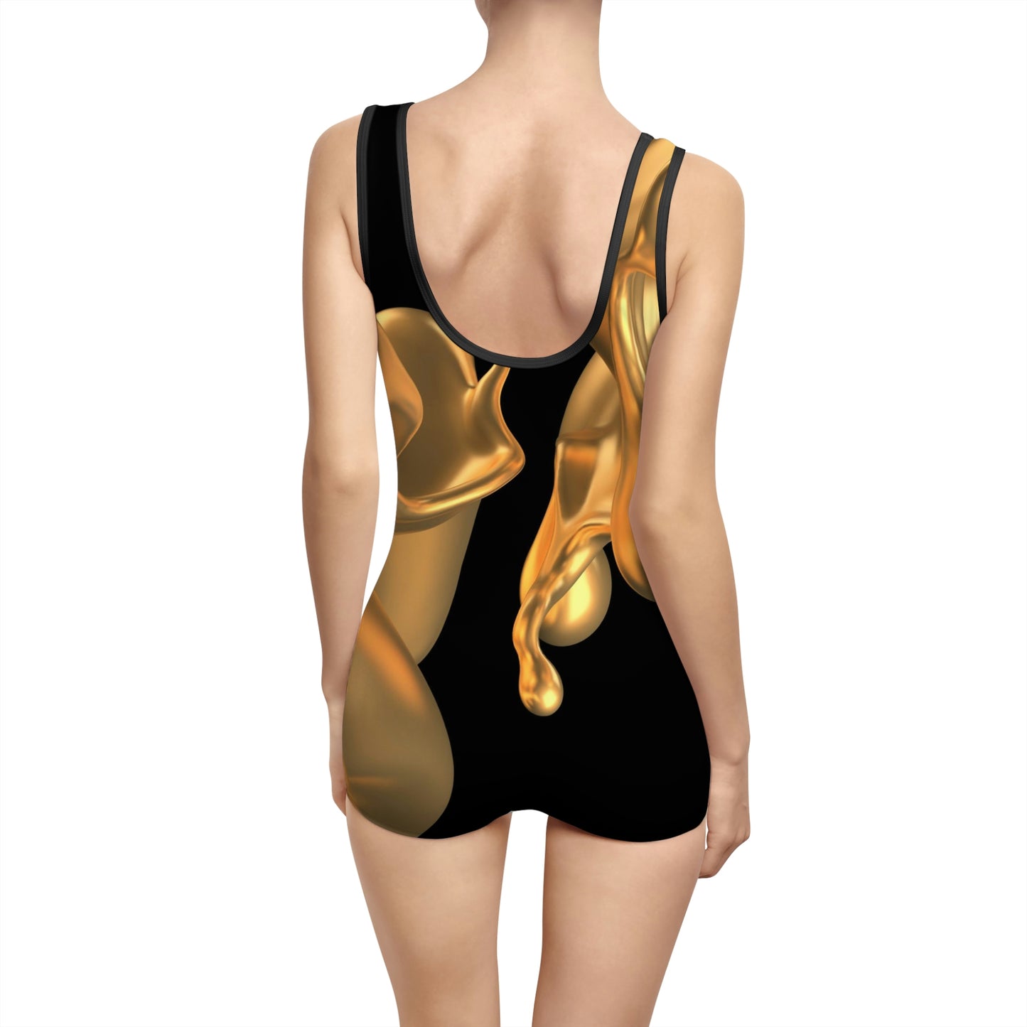 Liquide Black and Gold Women's Vintage Swimsuit