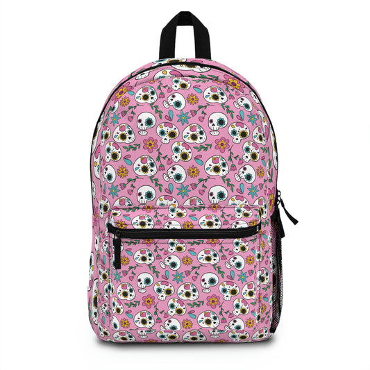 Skull Pink Flowers Backpack