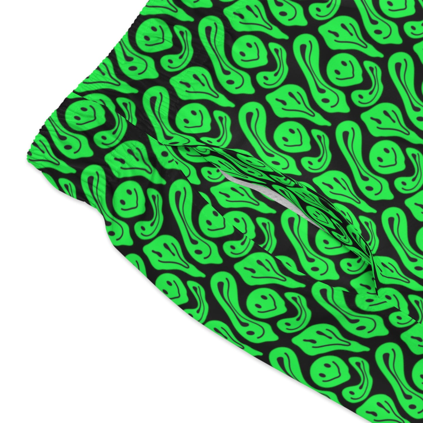 Liquid Black Green Smileys Swim Trunks