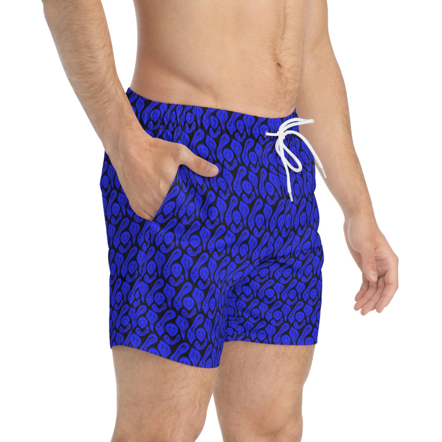 Liquid Black Blue Smileys Swim Trunks